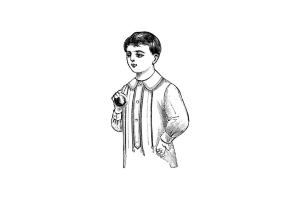 Портрет Хлопчика Білому Тлі Олівець Ілюстрація — стокове фото