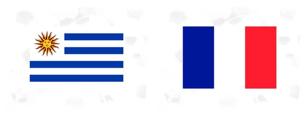 带有白色背景足球的乌鲁瓜伊和法国国旗 — 图库照片