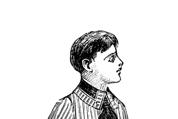 Портрет Хлопчика Білому Тлі Олівець Ілюстрація — стокове фото