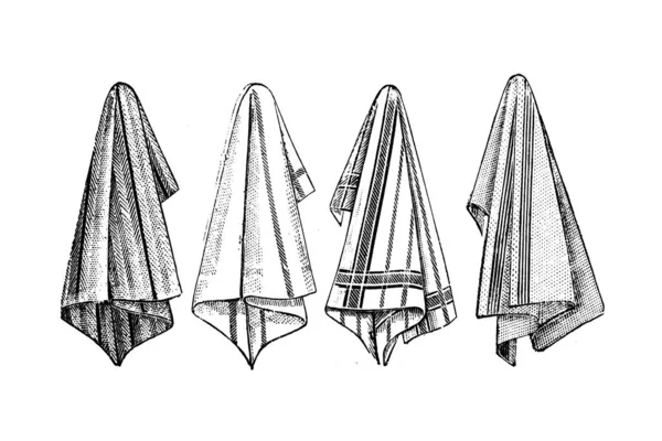 Hand Drawn Sketch Vintage Towels Illustration — Stock Photo, Image