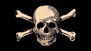 Renkli SKULL ve Çapraz Kemikler, karikatür biçimi