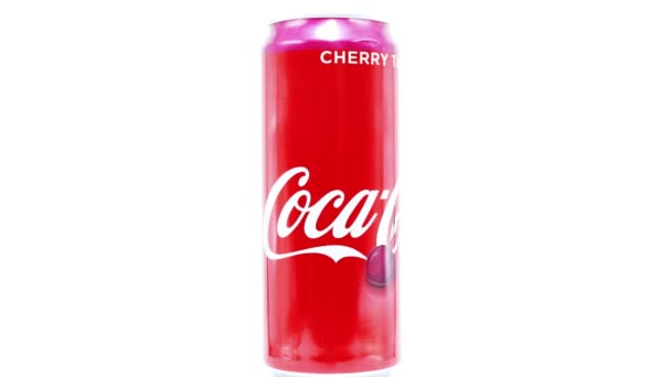 意大利罗马 2019年12月25日 Coca Cola Cherry Taste Can — 图库视频影像