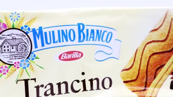 意大利罗马 2019年8月30日 Mulino Bianco Trancino Sponge Cake Chocolate Mulino Bianco是意大利的一个品牌 — 图库视频影像