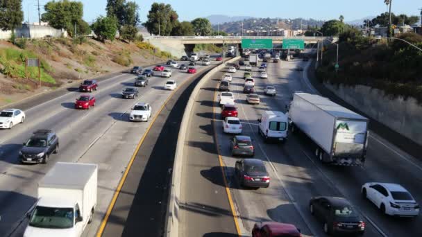 Los Angeles Californië Oktober 2019 Traffic Interstate Highway View Broadway — Stockvideo