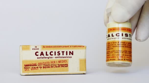 Roma Italia Febrero 2022 Vintage 1950 Calcistin Tabletas Medicinales Con — Vídeos de Stock
