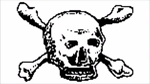 Színes Skull Crossbones Rajzfilm Stílus — Stock videók