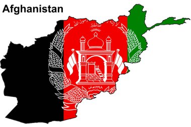 Afganistan haritası ve bayrağı