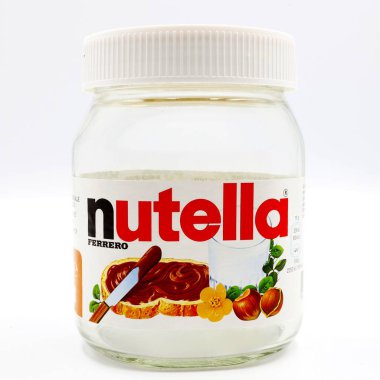 Pescara, İtalya 31 Temmuz 2019: NUTELLA boş kavanoz, Ferrero tarafından üretilen Kakaolu Fındık Spread