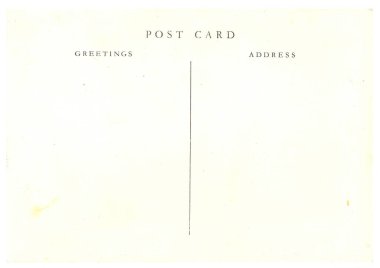 Orijinal Vintage kirli ve yıpranmış arka taraf kartpostalları