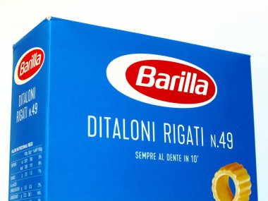 Roma, İtalya 23 Mart 2022 Pasta BARILLA. Geleneksel İtalyan Yemekleri, İtalya 'da yapılır.