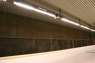 Los Angeles, Kaliforniya - 14 Mayıs 2019: Los Angeles şehir merkezinde bulunan Metro Şehir Merkezi İstasyonu