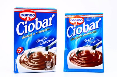 Pescara, İtalya 21 Şubat 2020: CIOBAR CAMEO Anında Çikolatalı Kakao İçeceği. CAMEO, Dr. Oetker 'ın bir markasıdır.