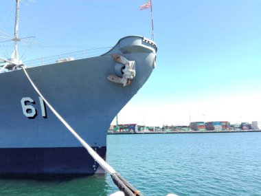 LOS ANGELES, California - 15 Eylül 2018: Battleship IOWA BB-61 Müzesi San Pedro, Los Angeles Rıhtımı