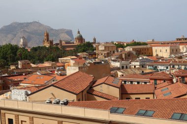 Palermo, Sicilya (İtalya): St. Joseph Cafasso (San Giuseppe Cafasso) kilisesinin çan kulesinden panoramik manzara