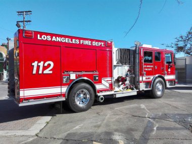 Los Angeles, Kaliforniya - 6 Ekim 2019 LAFD Los Angeles İtfaiye Aracı