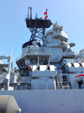 LOS ANGELES, California - 15 Eylül 2018: Battleship IOWA BB-61 Müzesi San Pedro, Los Angeles Rıhtımı