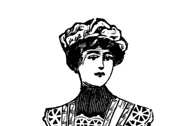 Beyaz arka planda genç bir kadının portresi. kalem illüstrasyonu.