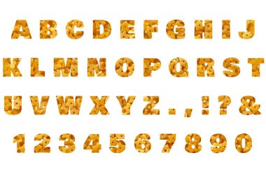 Durum Buğday Semolina Yıldızları Pastası ile bestelenmiş ALPHABET ve NUMBERS kümesi