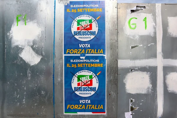 Пескара Италия Сентябрь 2022 Года Итальянские Плакаты Политических Партий Всеобщих — стоковое фото