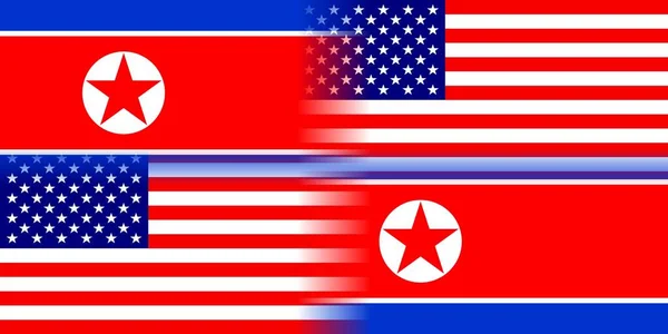 Σημαίες Ηνωμένων Πολιτειών Της Αμερικής Και Βόρειας Κορέας Έννοια Των — Φωτογραφία Αρχείου