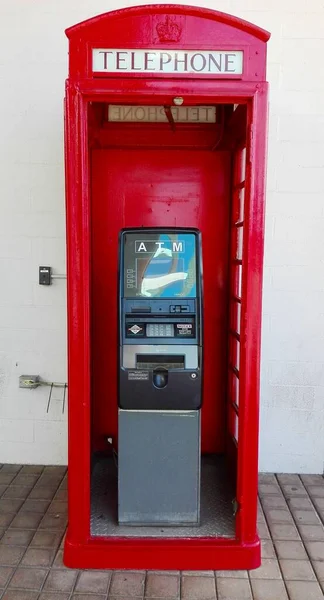 Long Beach California Septiembre 2018 Red British Telephone Box Queen —  Fotos de Stock