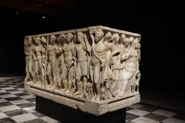 Agrigento Sicília Itália Vista Detalhada Sarcófago Mármore Dentro Catedral San — Fotografia de Stock