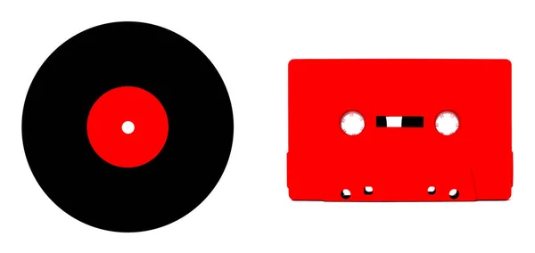 老式乙烯唱片和盒式磁带 — 图库照片