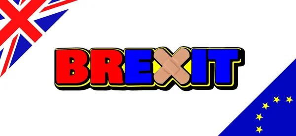 Brexit British Exit European Union Brexit Illustrated Emergency Aid Adhesive — 图库照片