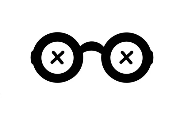 白いロゴのイラストに孤立したメガネのアイコン — ストック写真