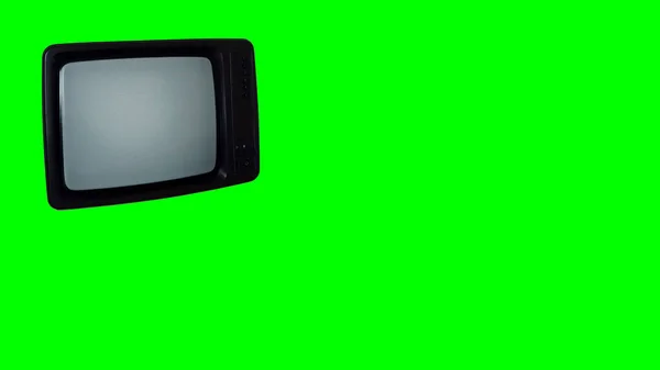 Retro Alten Bildschirm Fernseher Isolieren Auf Weißen Grünen Chroma Taste — Stockfoto