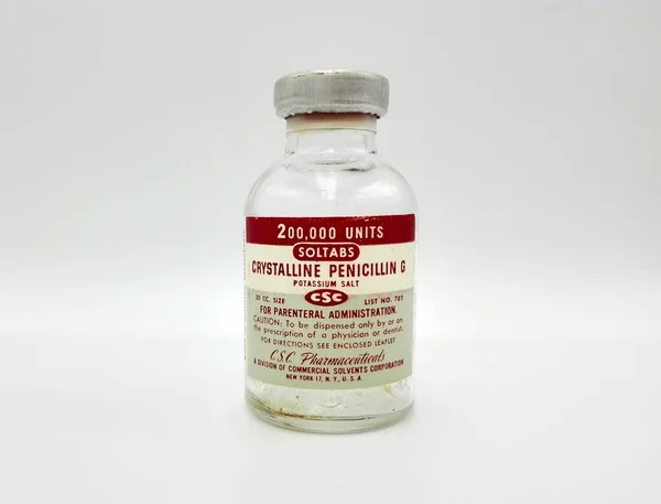페스카라 이탈리아 2019 Vintage 1951 Vial Penicillin Produced Csc Pharmaceuticals — 스톡 사진