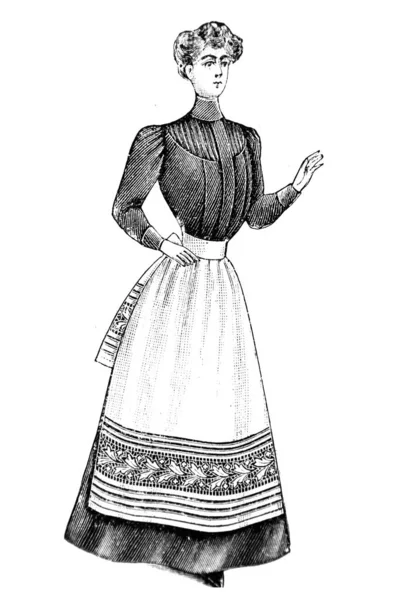 Ručně Kreslený Náčrt Ženy Retro Oblečení Módní Ilustrace — Stock fotografie
