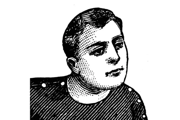 白色背景的男人的肖像 铅笔插图 — 图库照片