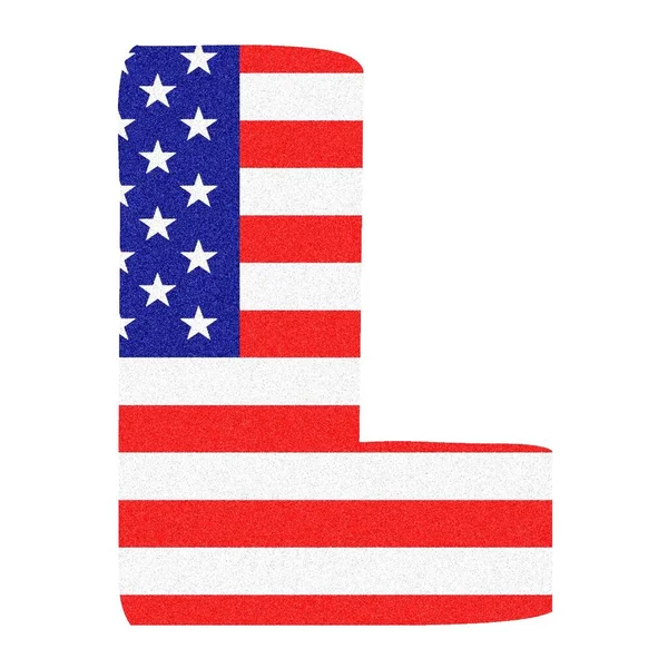 关于带有黑色大理石光泽的美国国旗风格的字母L — 图库照片