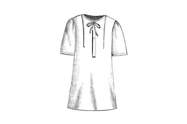 Ręcznie Rysowane Szkic Vintage Damskie Ubrania Ilustracja Mody — Zdjęcie stockowe