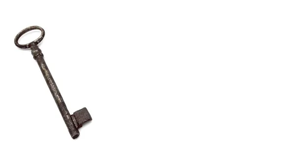 Вінтажний Ключ Ізольований Білому Тлі — стокове фото