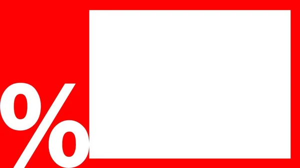 Czerwony Biały Baner Znakiem Procentowym — Zdjęcie stockowe