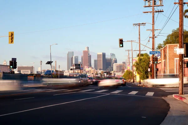 Los Angeles Kalifornien Oktober 2019 Langzeitbelichtungsverkehr Mit Schönem Blick Auf — Stockfoto