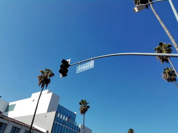 Hollywood Los Angeles Califórnia Setembro 2018 Seward Street Placa Direção — Fotografia de Stock
