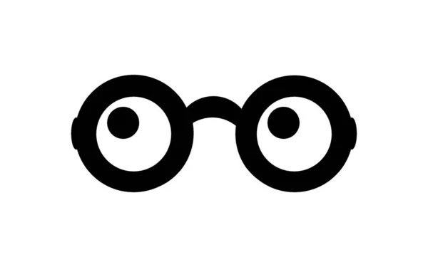白いロゴのイラストに孤立したメガネのアイコン — ストック写真