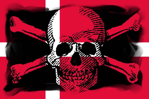 Пиратский стиль SKULL и CROSSBONES с флагом Дании