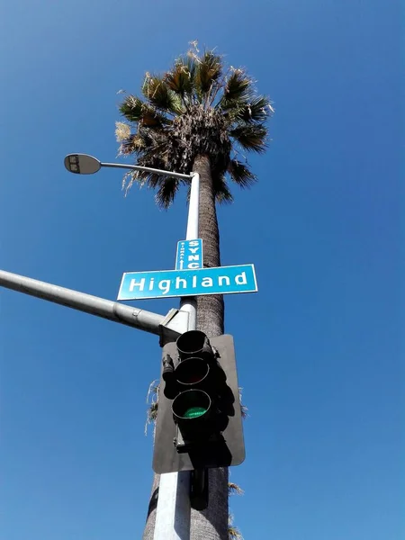 Hollywood Los Angeles Kalifornien September 2018 Highland Avenue Vägvisare Hollywoood — Stockfoto