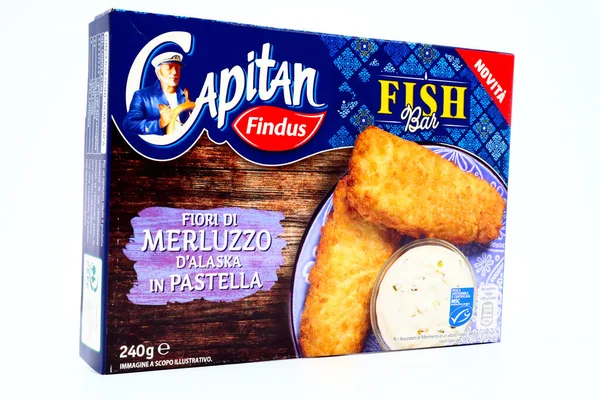 ペスカーラ イタリア2月11 2021 キャプテンFindus魚バーアラスカクリスピーパンくずリストにコード FindusはNomad Foods Groupの冷凍食品ブランドです — ストック写真