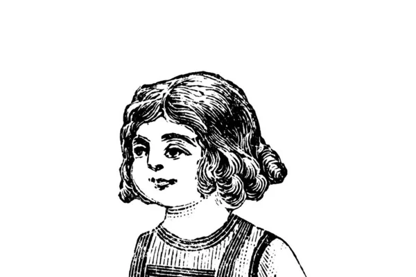 Portret Van Meisje Witte Achtergrond Illustratie Van Het Potlood — Stockfoto