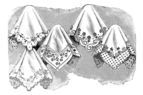 Boceto Dibujado Mano Pañuelos Femeninos Vintage Ilustración Moda — Foto de Stock