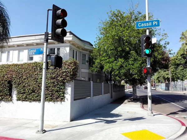 Hollywood Los Angeles Kalifornien September 2018 Cassil Place Straßenschild Hollywood — Stockfoto