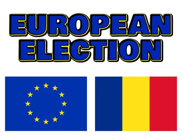 Volby Evropského Parlamentu Vlajky Evropské Unie Rumunska — Stock fotografie