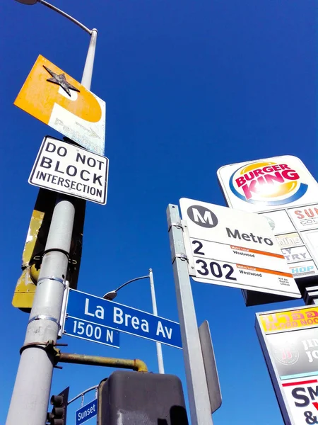 Hollywood Los Angeles Kalifornia Września 2018 Orange Drive Znak Kierunku — Zdjęcie stockowe