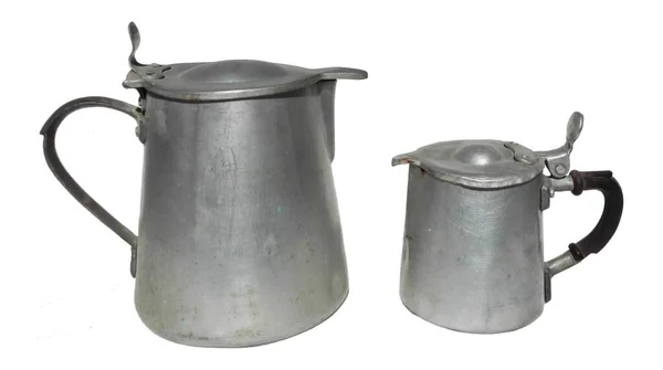 Antique Alumínium Tej Kettle Pot Jug Creamer — Stock Fotó