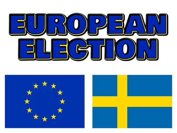 European Parliament Election Flags European Union Sweden — 스톡 사진